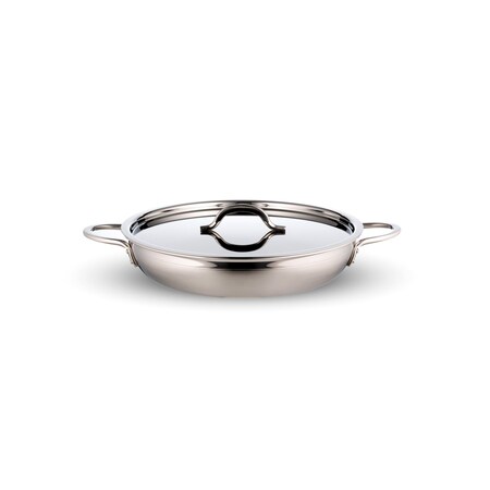 Bon Chef Country French-Two Tone S/S Saute Pan/Skillet  W/Cov Dbl Hndl 11"D X 2"H 2Ea 2" Rnd Hndls 2Qt 12Oz 60305-2ToneSS